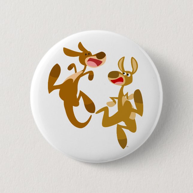 Badge Rond 5 Cm Deux caricatures Bouncon Cute Kangaroos (Devant)