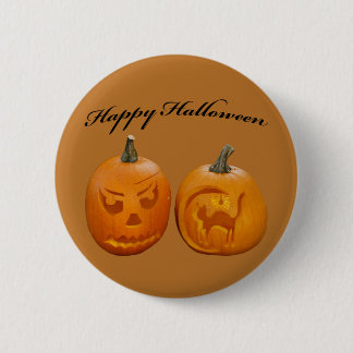 Badge Rond 5 Cm Deux Citrouilles heureux Halloween