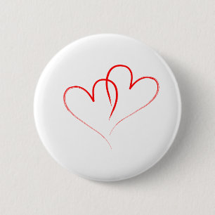 Badge Rond 5 Cm deux coeurs rouges entrelacés - Valentine