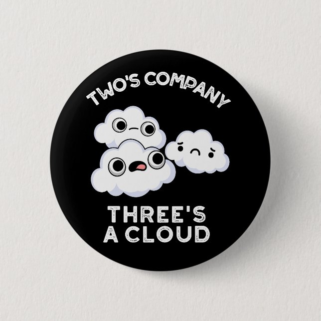 Badge Rond 5 Cm Deux Compagnies Trois Un Cloud Météo Pun Dark BG (Devant)