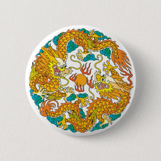 Badge Rond 5 Cm Deux dragons