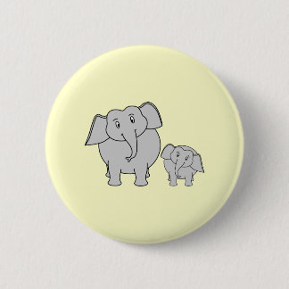 Badge Rond 5 Cm Deux éléphants. Adulte et bande dessinée mignons