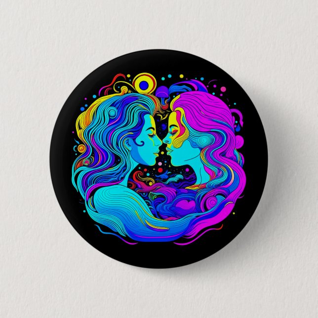 Badge Rond 5 Cm Deux femmes (Devant)