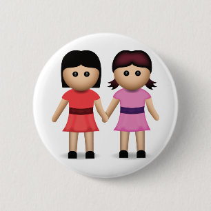 Badge Rond 5 Cm Deux femmes tenant des mains Emoji