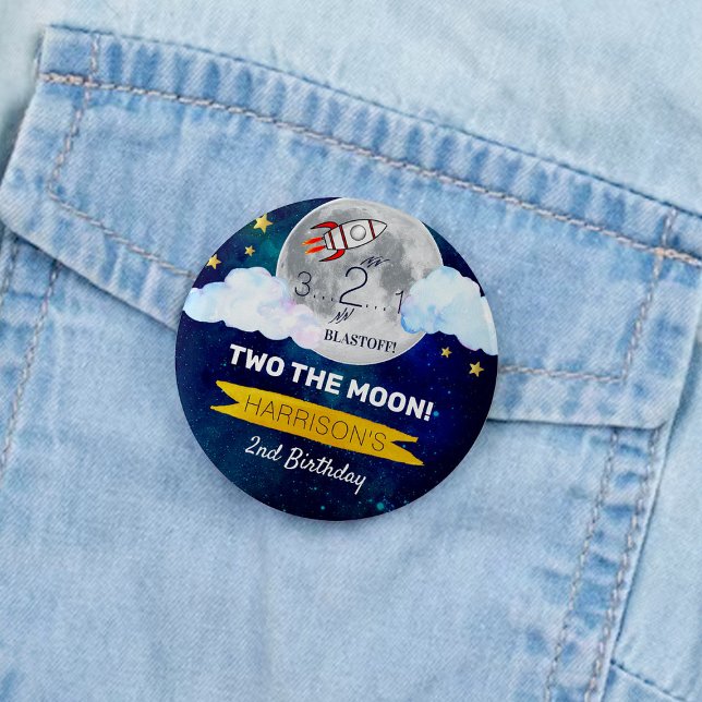 Badge Rond 5 Cm Deux La Lune 2e fête d'anniversaire (Créateur téléchargé)