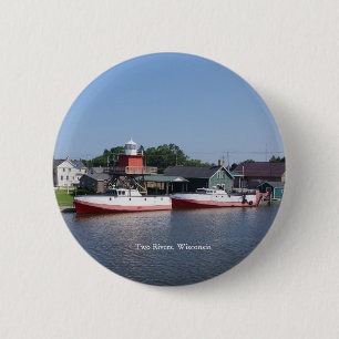 Badge Rond 5 Cm Deux rivières, bouton Wisconsin