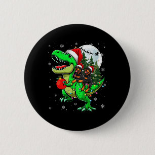 Badge Rond 5 Cm Deux Rottweilers de Noël à cheval T-rex Reindeer L
