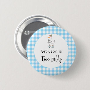 Badge Rond 5 Cm Deux sots Oie Bleu Anniversaire