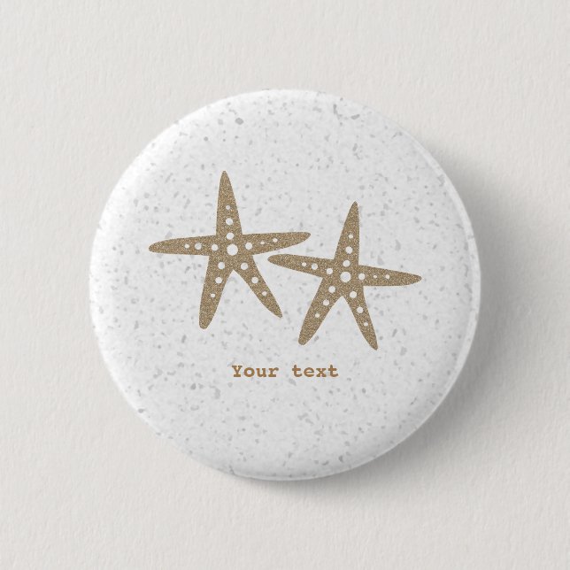Badge Rond 5 Cm Deux Starfish Beach Ocean Birthday Pin BUTTON (Devant)