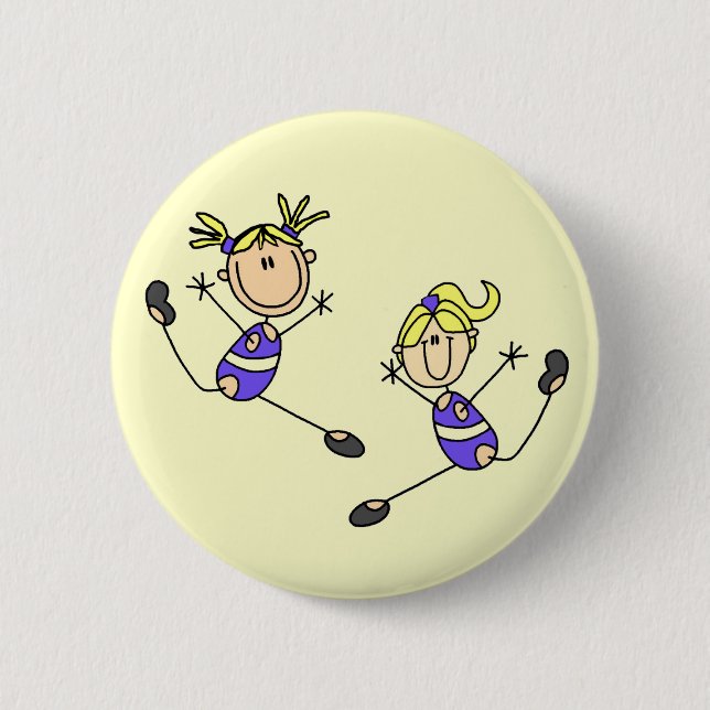 Badge Rond 5 Cm Deux T-shirts et cadeaux blonds de gymnaste de (Devant)