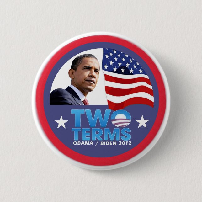 Badge Rond 5 Cm Deux termes -- Obama/Biden 2012 (Devant)