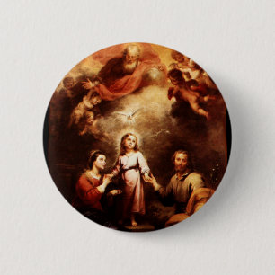 Badge Rond 5 Cm Deux Trinities - la famille sainte - Murillo