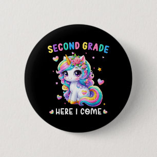 Badge Rond 5 Cm Deuxième année, voici une licorne mignonne pour le