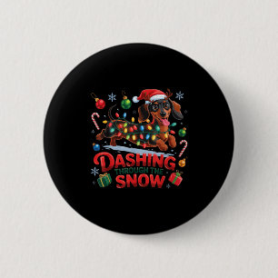 Badge Rond 5 Cm Dévaler la neige Chien Noël Drôle Chris