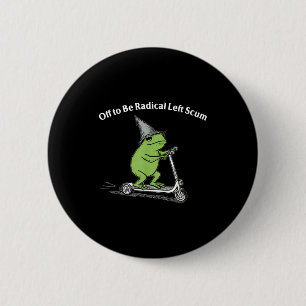 Badge Rond 5 Cm Devenir un mème de grenouille drôle de gauche radi