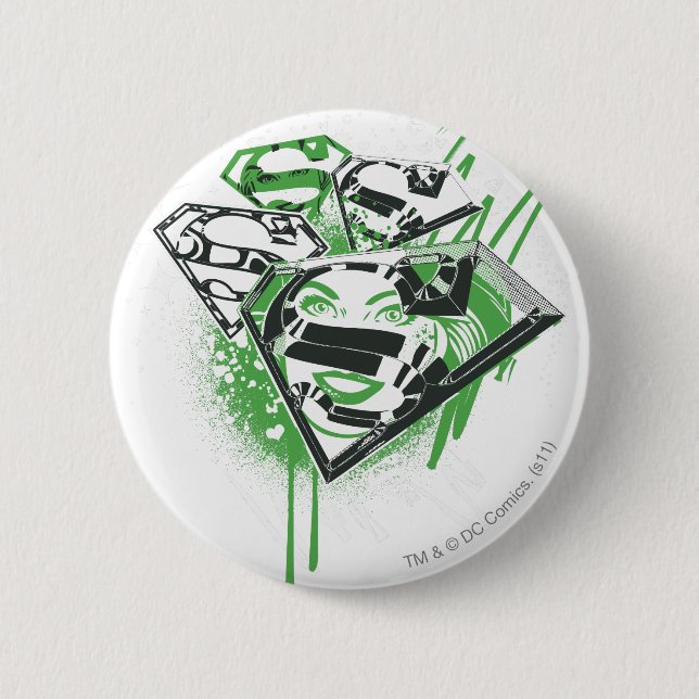 Badge Rond 5 Cm Déversements verts supergirl (Devant)