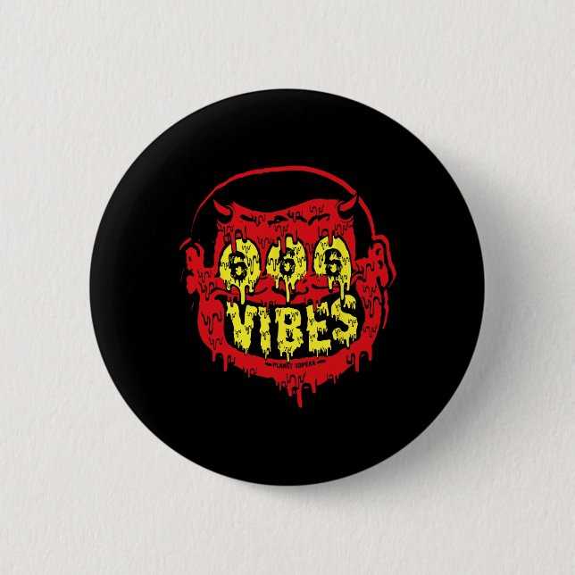 Badge Rond 5 Cm Devil 666 Vibes - Style Rétro 666 Drôle Evil Hallo (Devant)