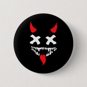 Badge Rond 5 Cm Devil Visage Lazy Halloween Costume d'effroi Dépla