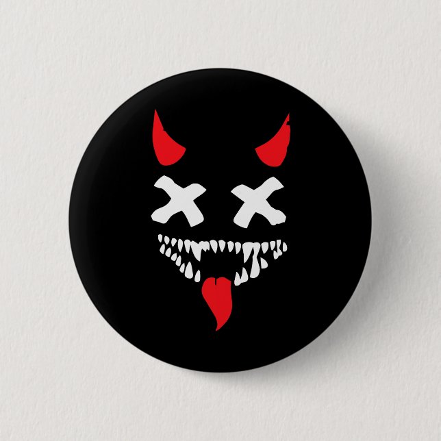Badge Rond 5 Cm Devil Visage Lazy Halloween Costume d'effroi Dépla (Devant)