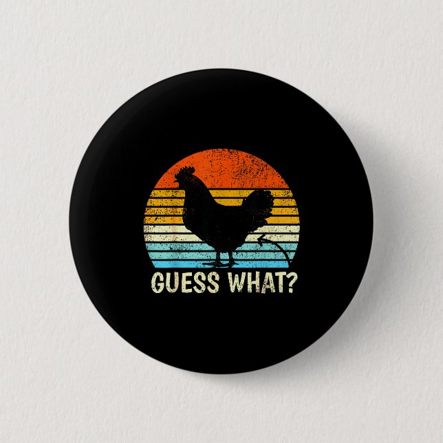 Badge Rond 5 Cm Devine Quoi_ Cul de Poulet ! Blague de Ferme Poule (Devant)