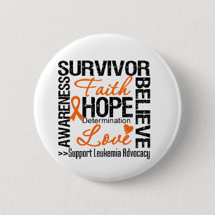 Badge Rond 5 Cm Devise de survivants de leucémie