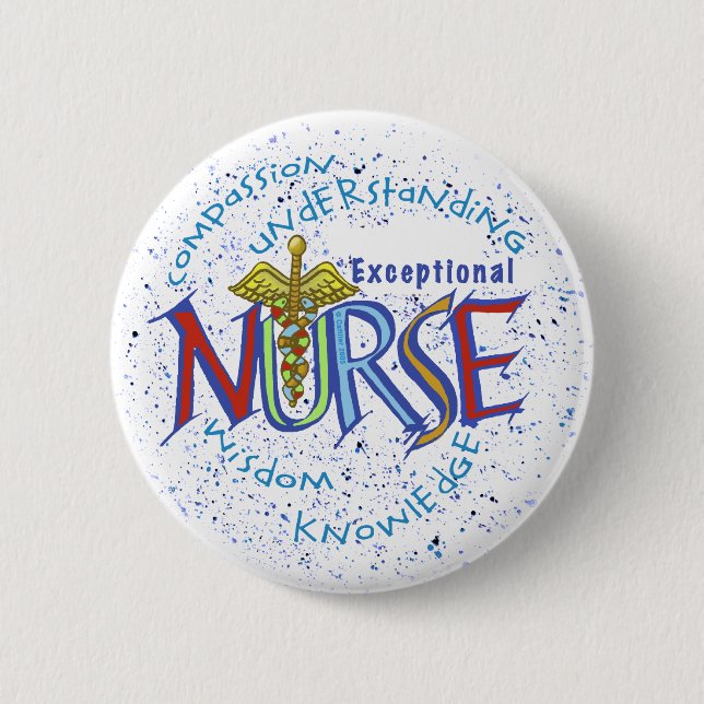 Badge Rond 5 Cm Devise d'infirmière exceptionnelle (Devant)