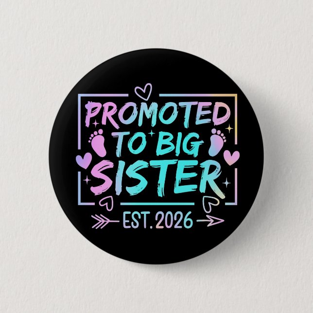 Badge Rond 5 Cm Dévoilement de grossesse unique Grande Sœur Pastel (Devant)