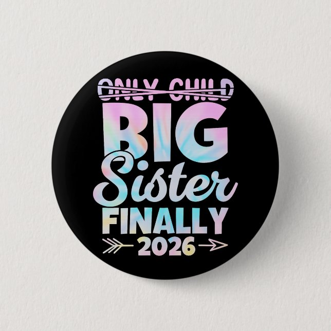 Badge Rond 5 Cm Dévoilement de grossesse unique Grande Sœur Pastel (Devant)