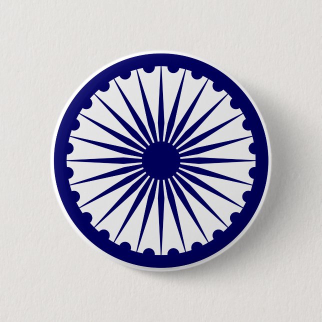 Badge Rond 5 Cm Dharma Chakra d'Ashoka (Devant)