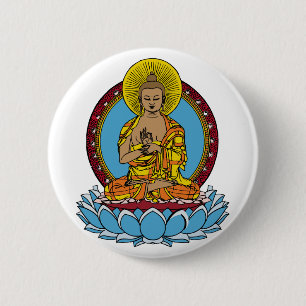 Badge Rond 5 Cm Dharmachakra Bouddha