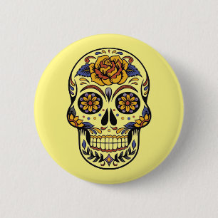 Badge Rond 5 Cm Dia de los muertos -- Sugar Skull Button