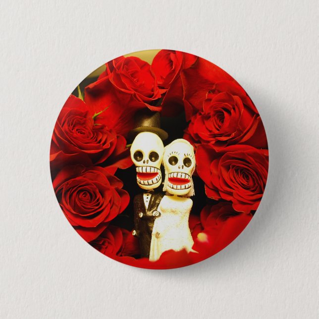 Badge Rond 5 Cm Dia de los Muertos Wedding (Devant)