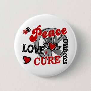 Badge Rond 5 Cm Diabète du traitement 2 d'amour de paix