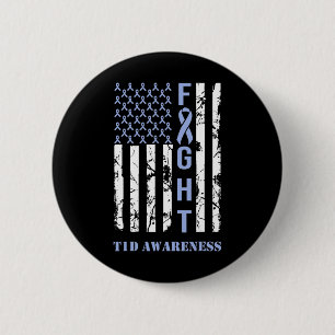 Badge Rond 5 Cm Diabète T1d Mois de sensibilisation drapeau bleu R