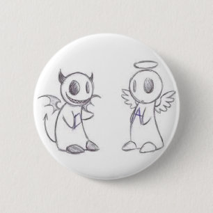 BADGE ROND 5 CM DIABLE ET ANGE