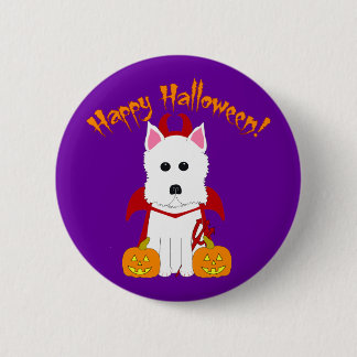 Badge Rond 5 Cm Diable heureux de Halloween Westie