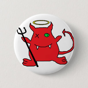 Badge Rond 5 Cm Diable rouge (avec la couronne de l'ange)