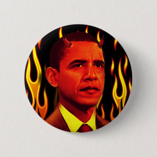 Badge Rond 5 Cm Diable rouge Barack Obama l'antichriste