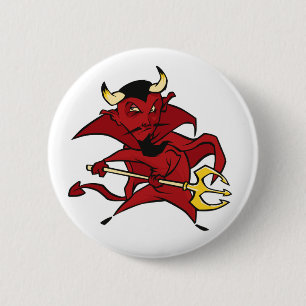 Badge Rond 5 Cm Diable rouge pointu