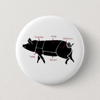 Badge Rond 5 Cm Diagramme de diagramme drôle de boucher de porc
