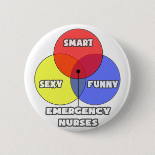 Badge Rond 5 Cm Diagramme de Venn .. Infirmières d'urgence