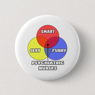 Badge Rond 5 Cm Diagramme de Venn .. Infirmières psychiatriques