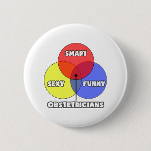 Badge Rond 5 Cm Diagramme de Venn .. Obstétricien