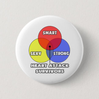 Badge Rond 5 Cm Diagramme de Venn .. Survivants de l'attaque cardi
