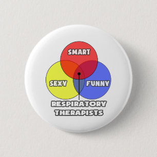 Badge Rond 5 Cm Diagramme de Venn .. Thérapeute respiratoire