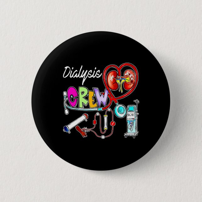 Badge Rond 5 Cm Dialyse Écran Stethoscope Coeur Néphrologie du rei (Devant)