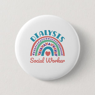 Badge Rond 5 Cm Dialyse Social Worker LCSW Renal Rainbow