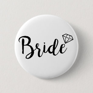Badge Rond 5 Cm Diamant de Bling de jeune mariée