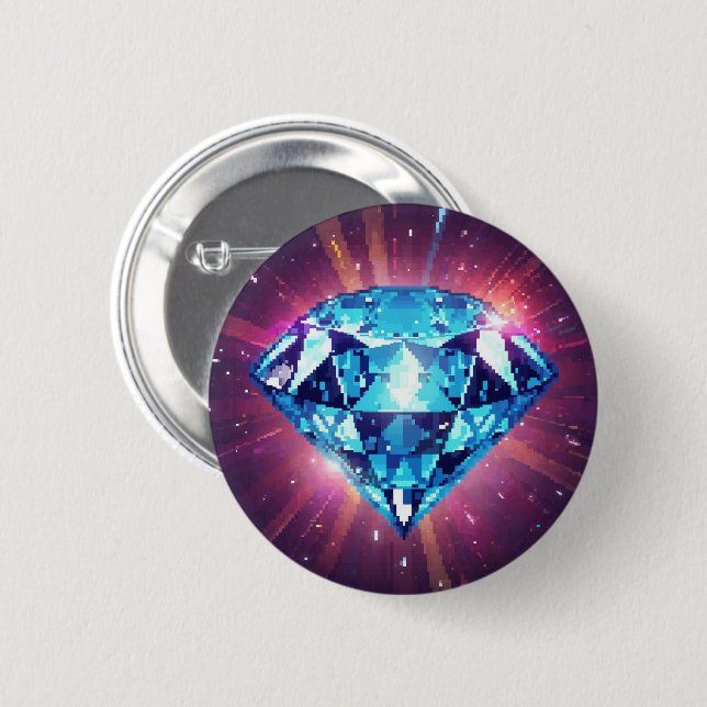 Badge Rond 5 Cm Diamant Pixelisé Lumineux (Devant & derrière)