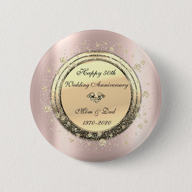 Badge Rond 5 Cm Diamond Confetti Rose Gold50eAnniversaire de maria (Devant)